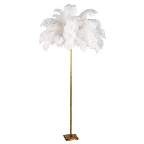 Feather floor lamp with a gold leaf finish